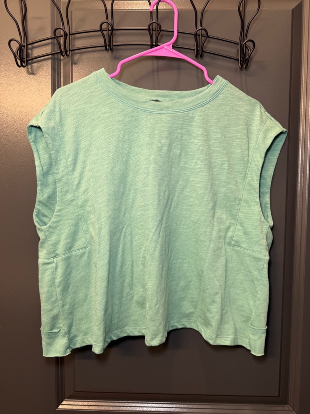 Women’s Sleeveless Boxy Tank Top Open Back- Green